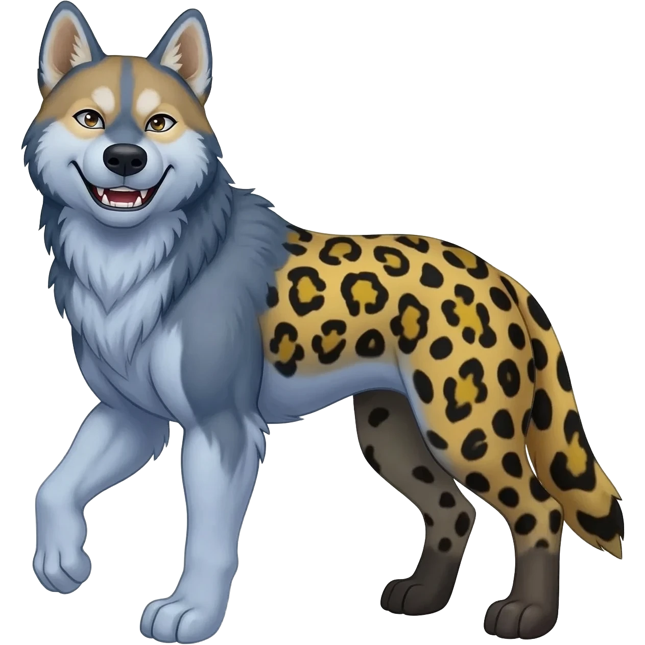 Dingo-Shiba Inu-Husky-Hyena-Jaguar-hybrid,  full body emoji