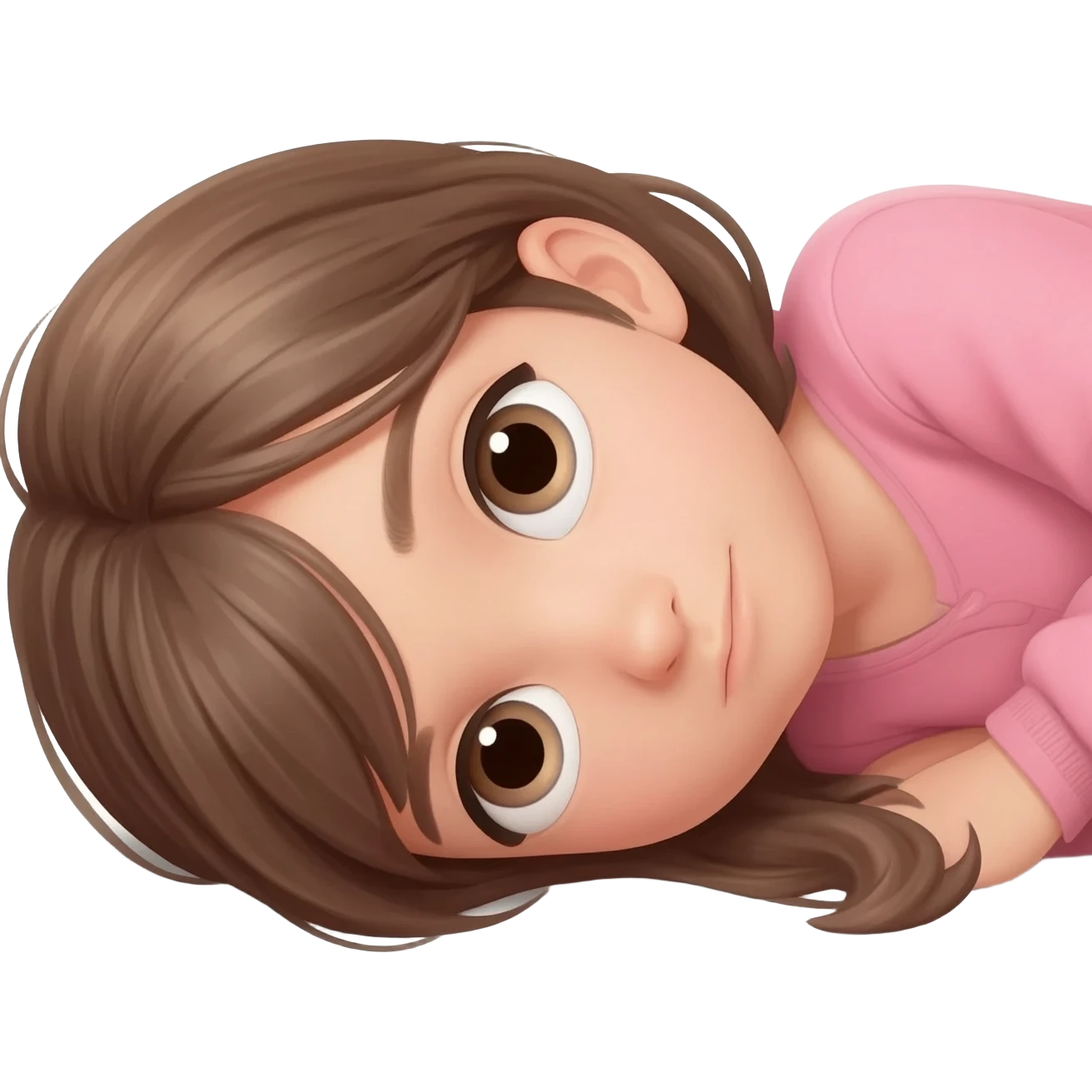 Girl lying on ground with her head touching it as if she saw something which is too beautiful for her eyes emoji