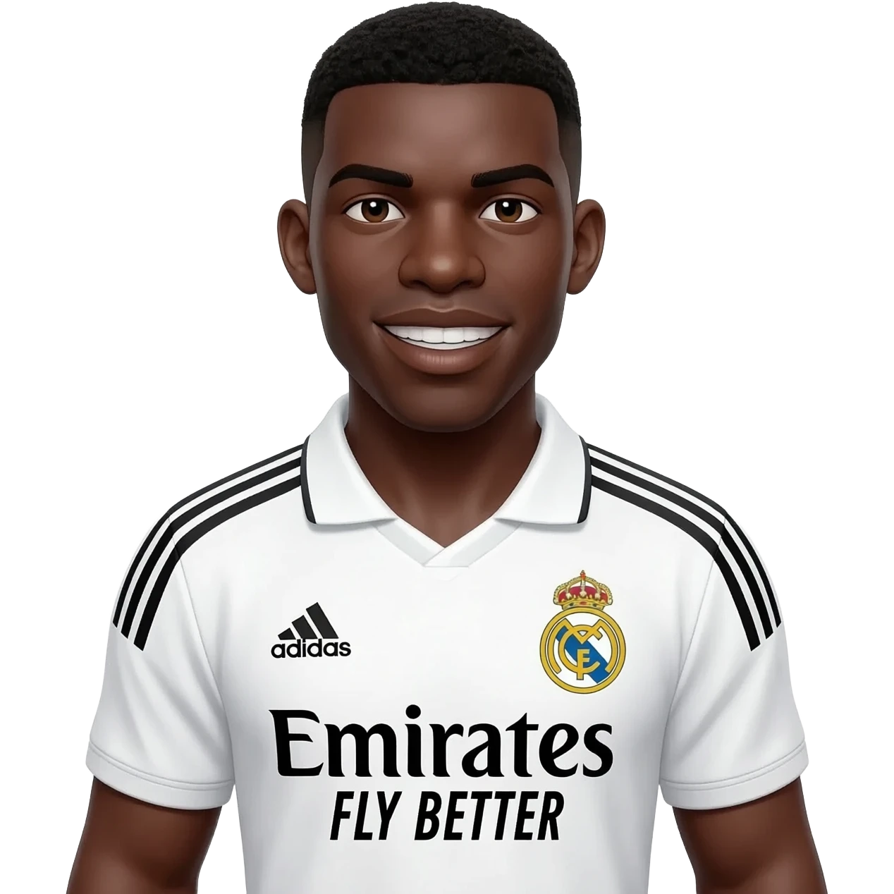 create the gayest, tuffest black nigger with white Real Madrid jersey with black Adidas shoulder stripes and ‘Emirates Fly Better’ sponsor.” emoji