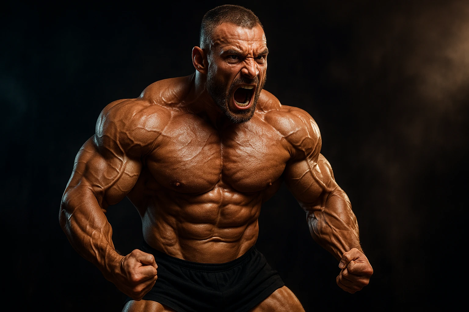bodybuilding è lo sport simbolico della vemenza, forza, potenza, estetica, iperrealistico cinematografico 4k emoji