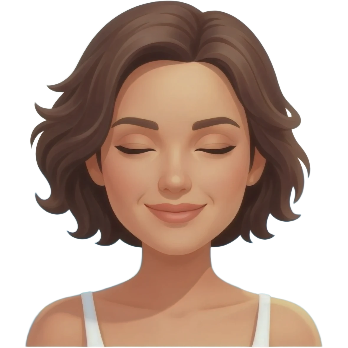 femme brune relaxation face au à la mer et soleil emoji