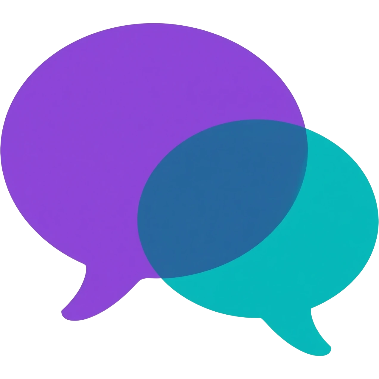 two overlapping purple and teal speech bubbles emoji