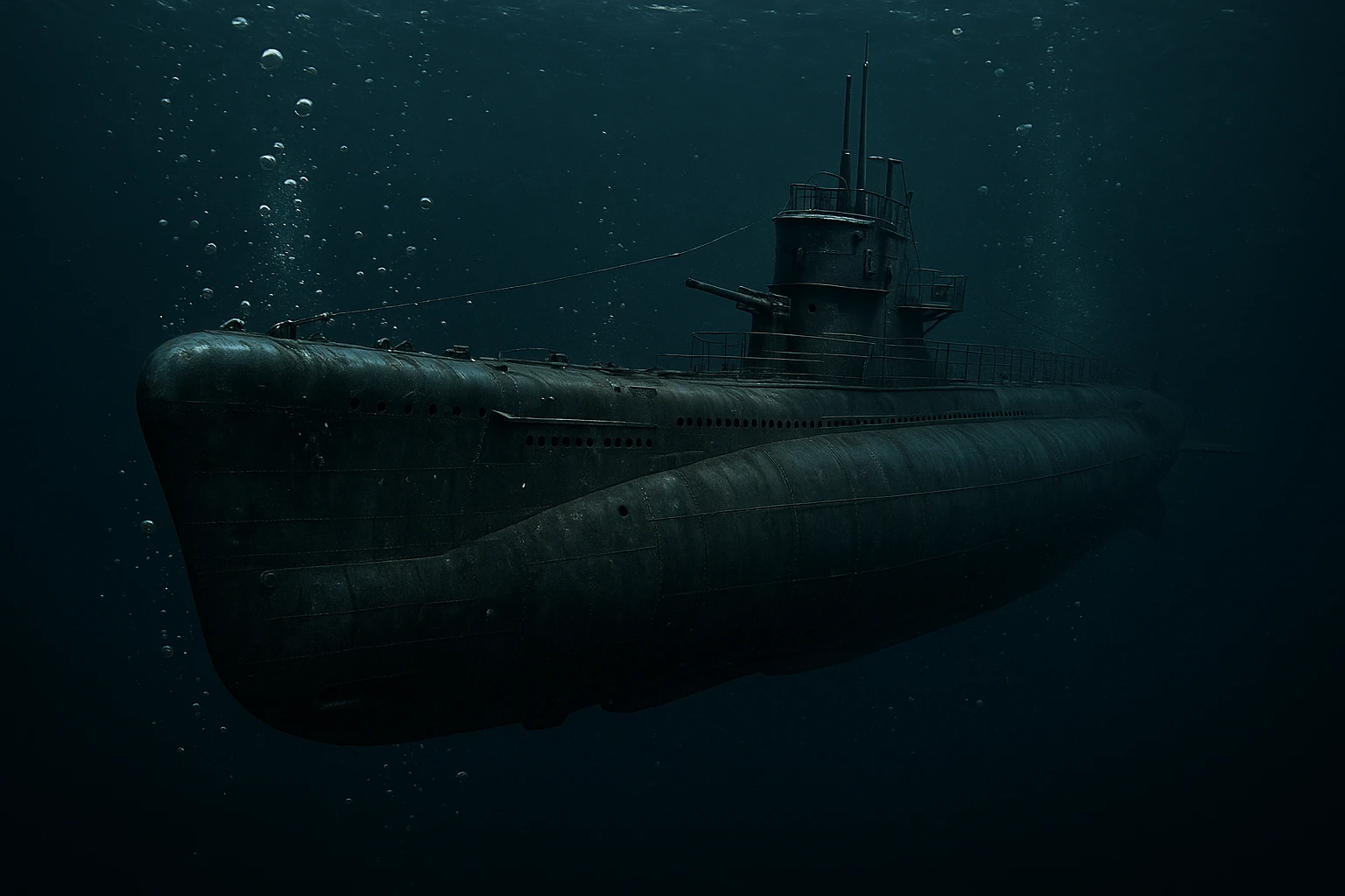 A black submarine from World War 2 emoji