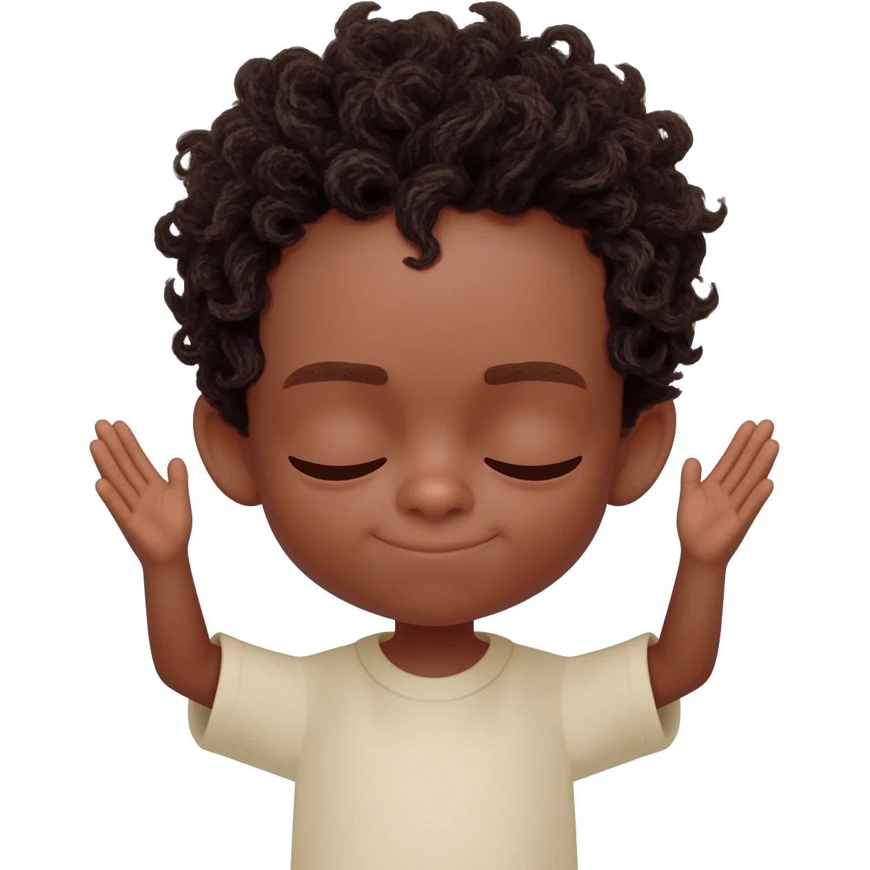 amen praying hands eyes closed black boy curly hair emoji