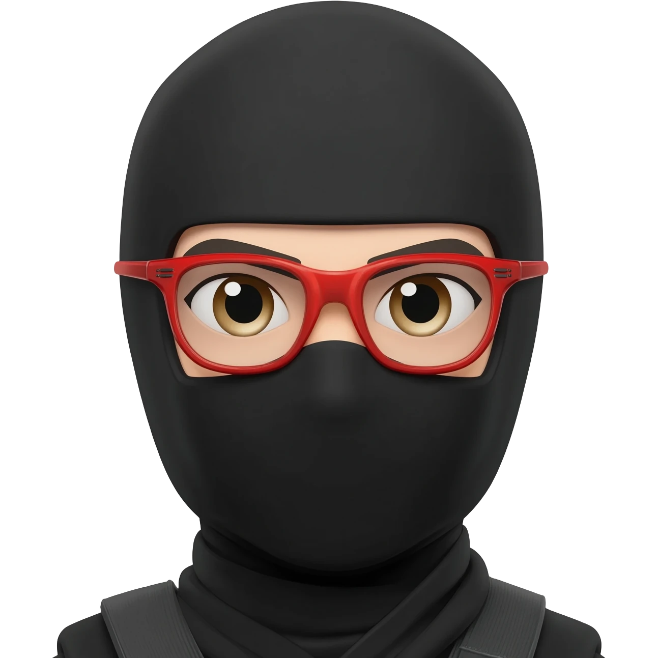 ninja con lentes oakley negros con rojo de frente emoji