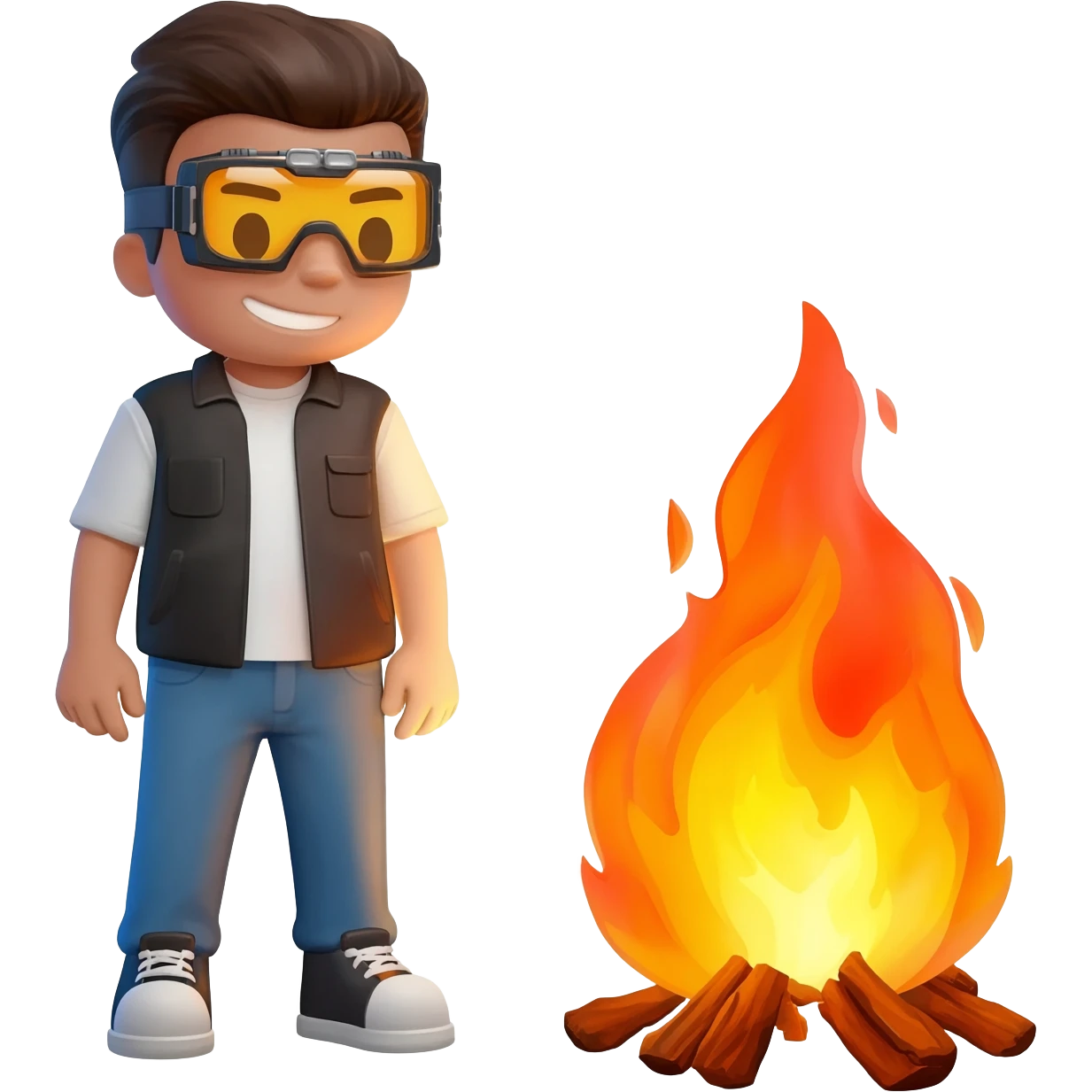 Holi bonfire with emoji cool with goggles emoji