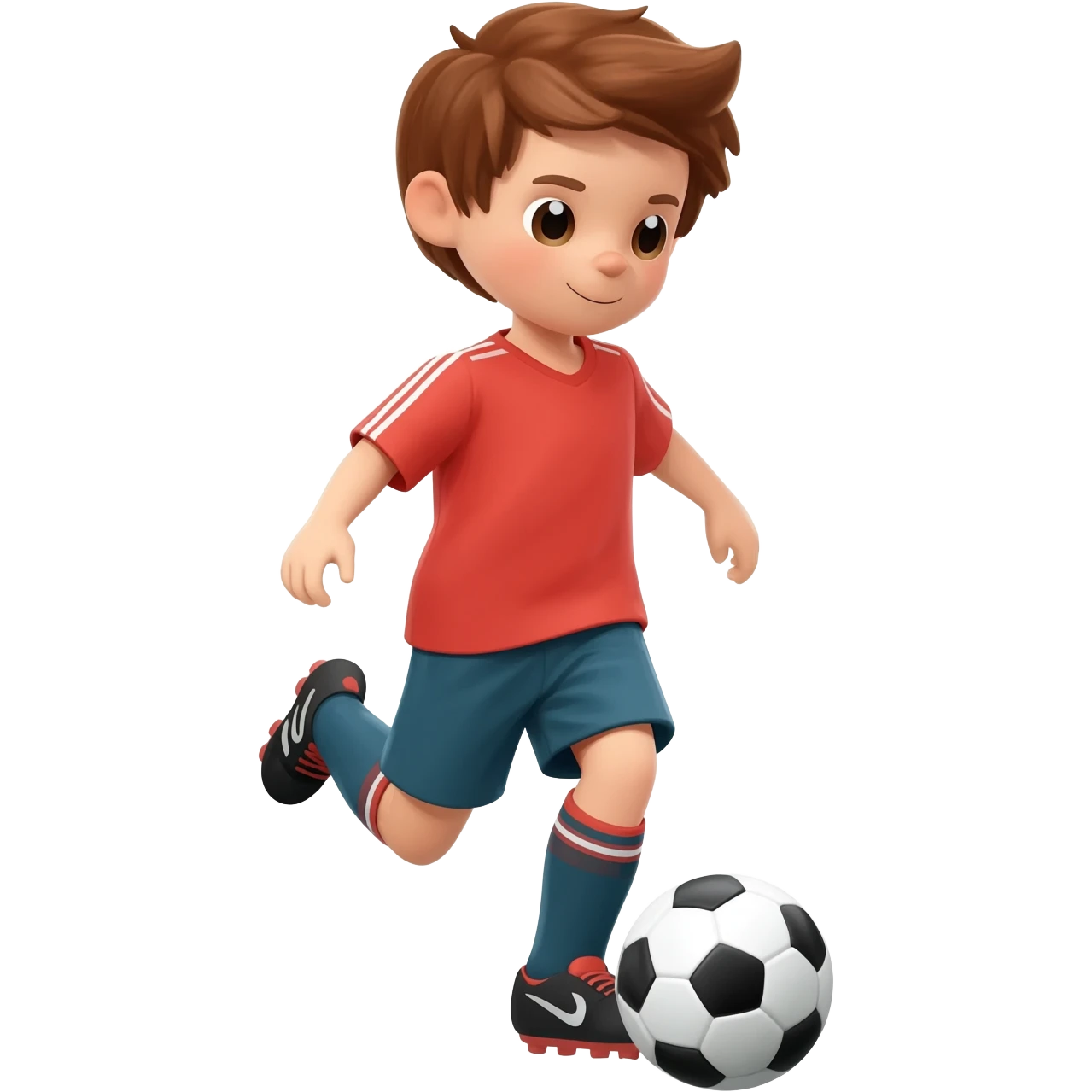 niño pateando la pelota de futbol emoji