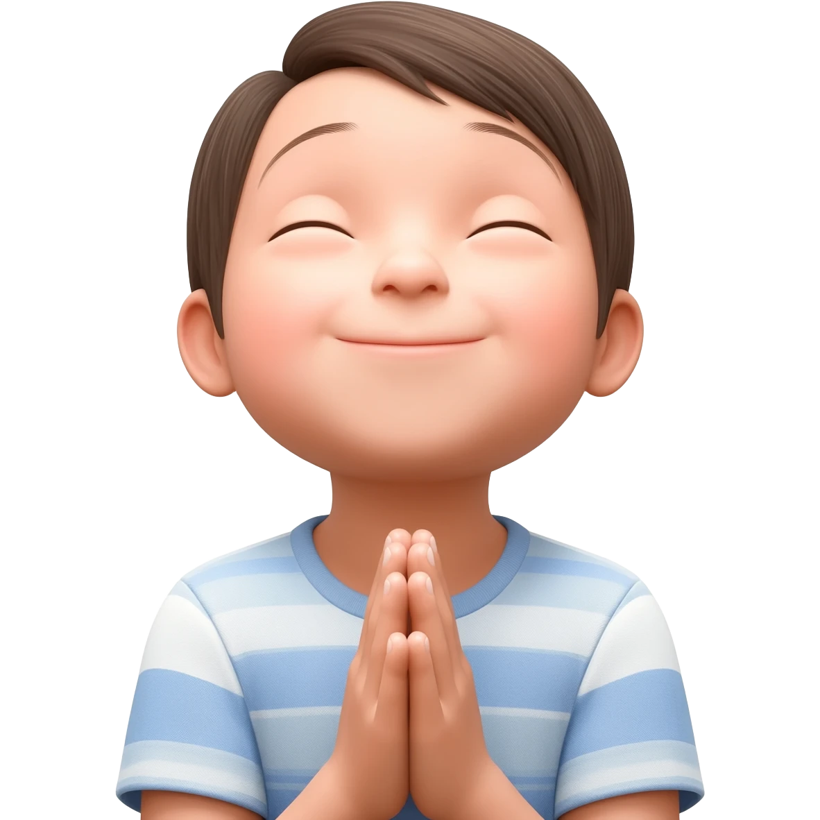 Child like faith with praying hands looking up with a smile emoji