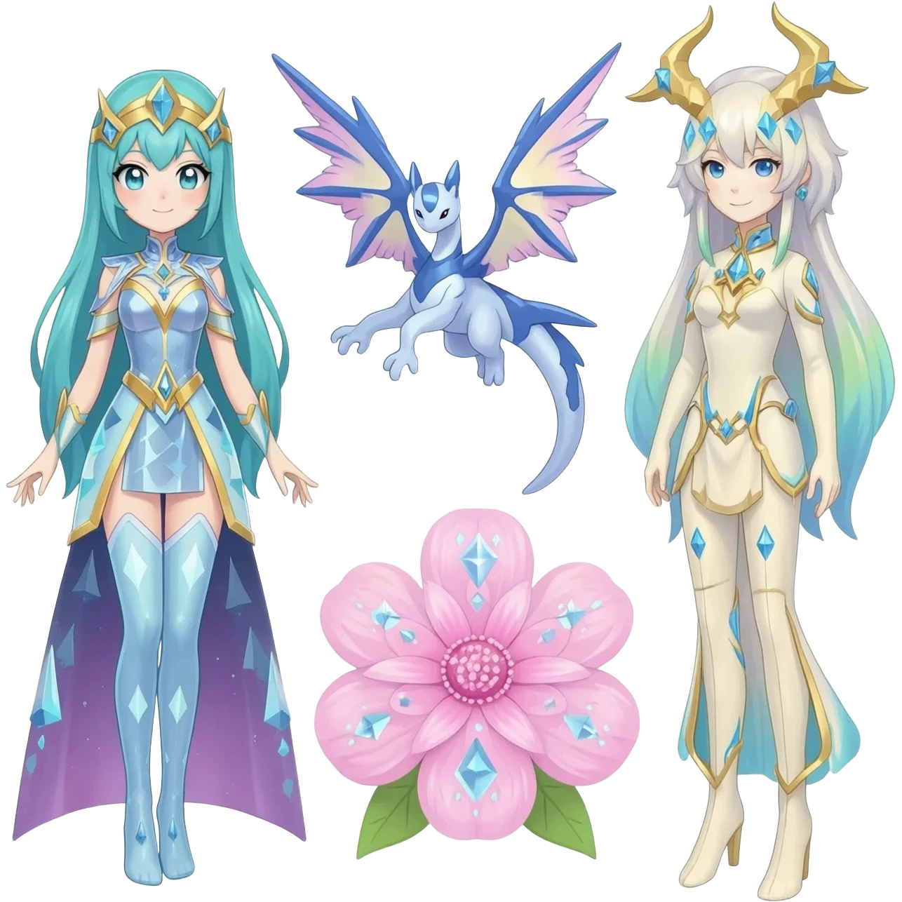 Shiny sparkling epic legendary aesthetic decorative floating glowing Amaura-Aurora-Aurorus-Meloetta-Palkia-Flower emoji