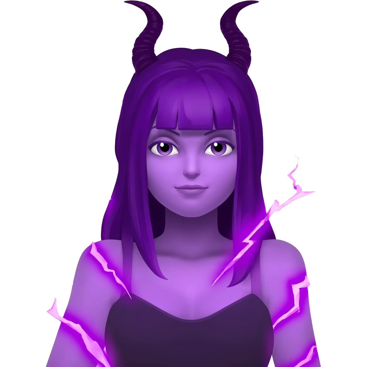 紫の女性の悪魔、紫の雷を纏ってる emoji