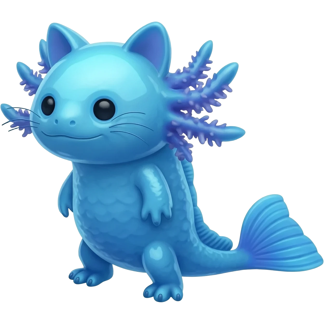 Blue shimmering shiny Tadpole-Axolotl-Cat-Fish-hanimal-hybrid-creature emoji