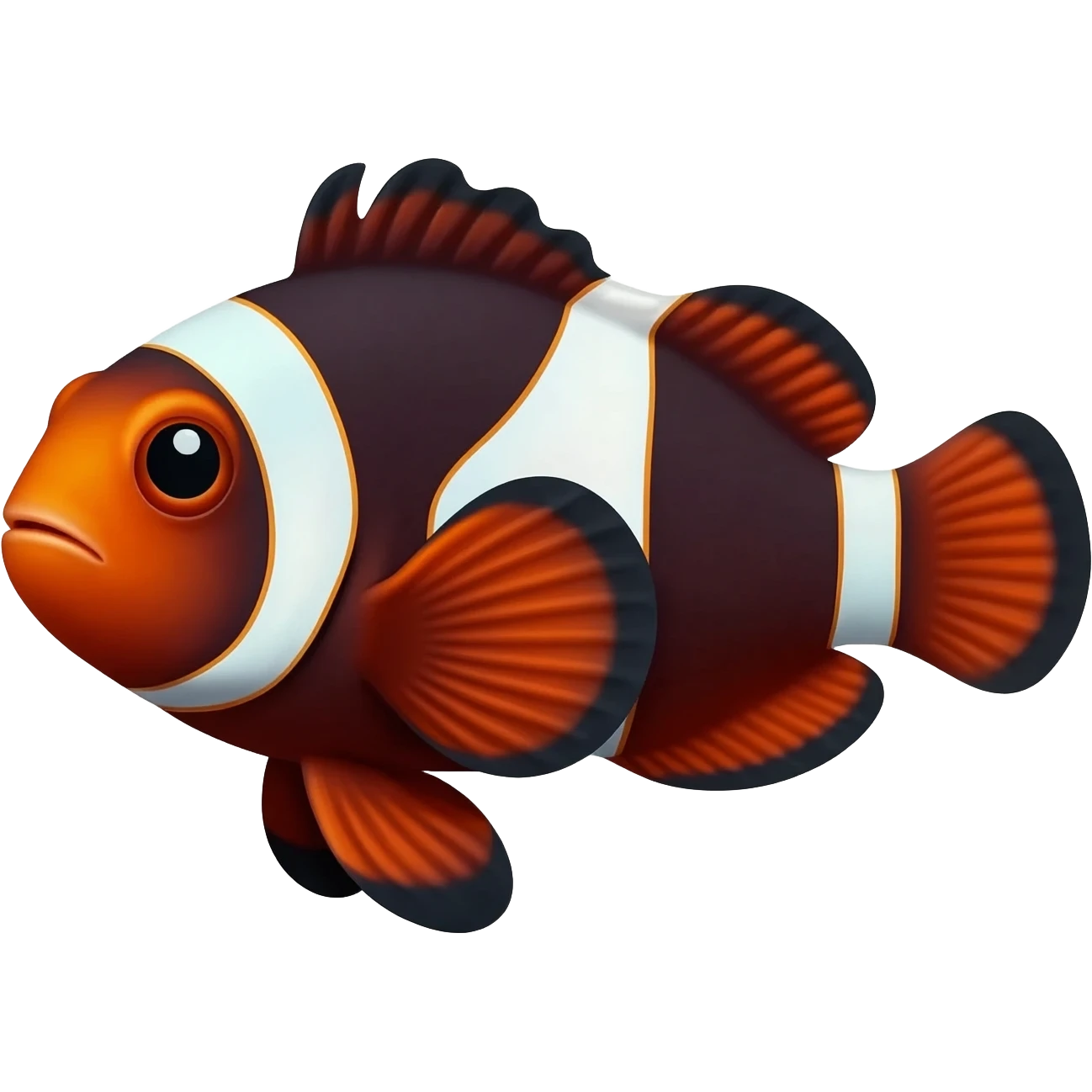 Make an emoji of a maroon clownfish. The fish direction should be left. emoji