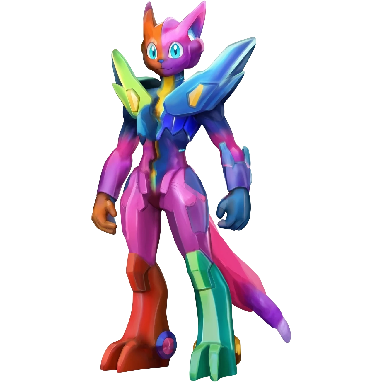 Shiny Colorful Meloetta-Latias-Koraidon-Peppercat-Wargreymon-Protogen-Fakémon-fusion-hybrid-creature emoji