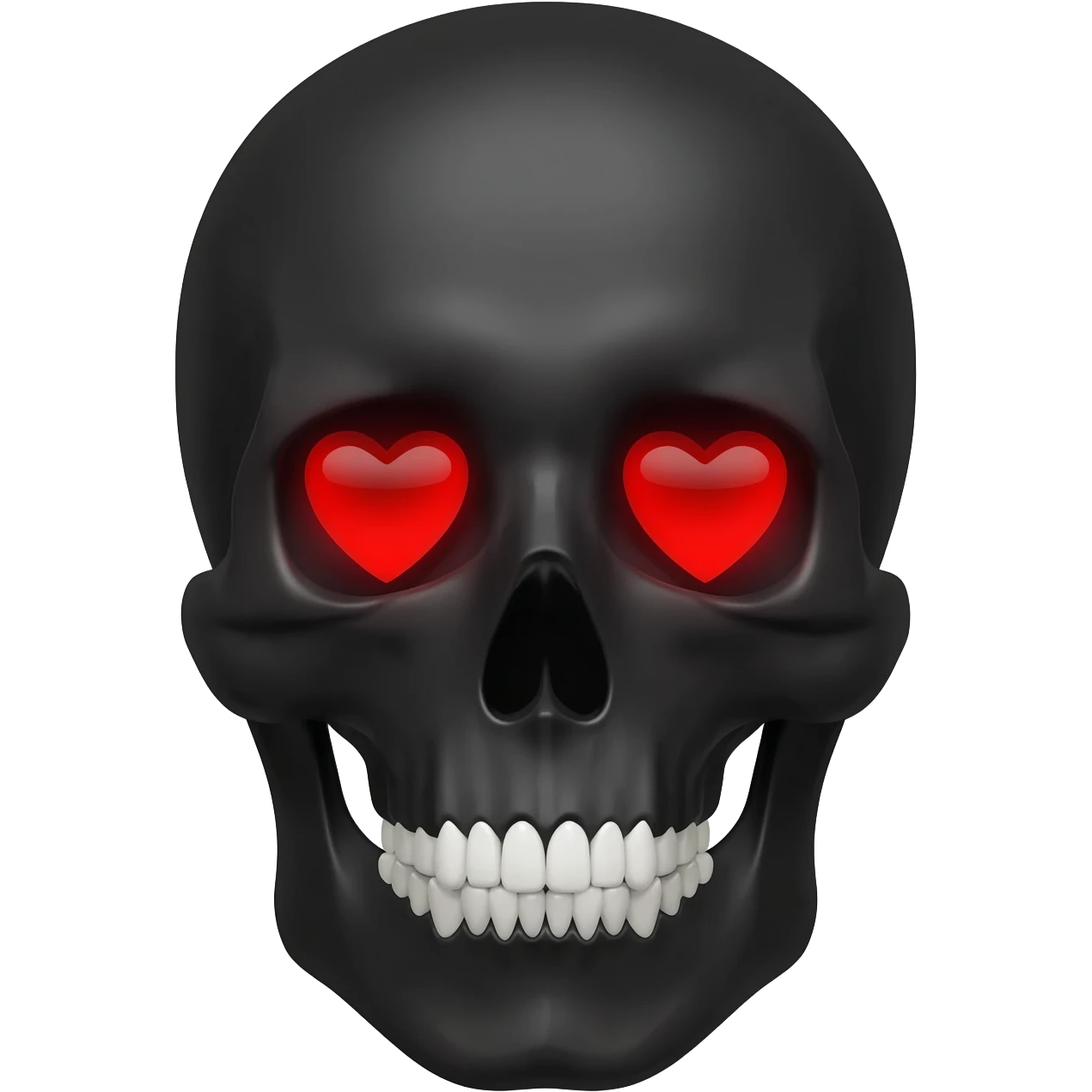 Red hearted eyes skull black face emoji