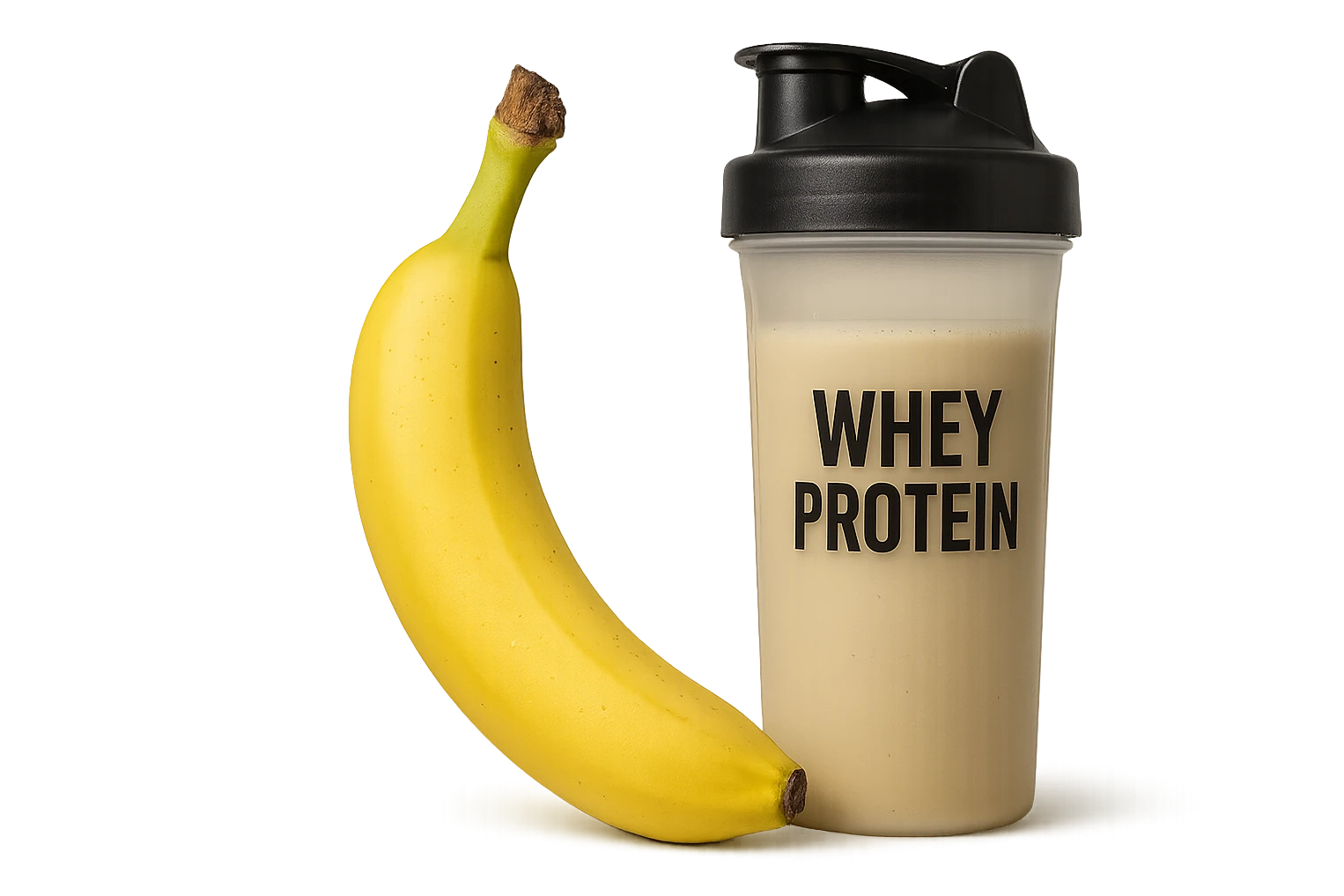 banana e shaker di whey protein
vista frontale, iperrealistico 4k emoji