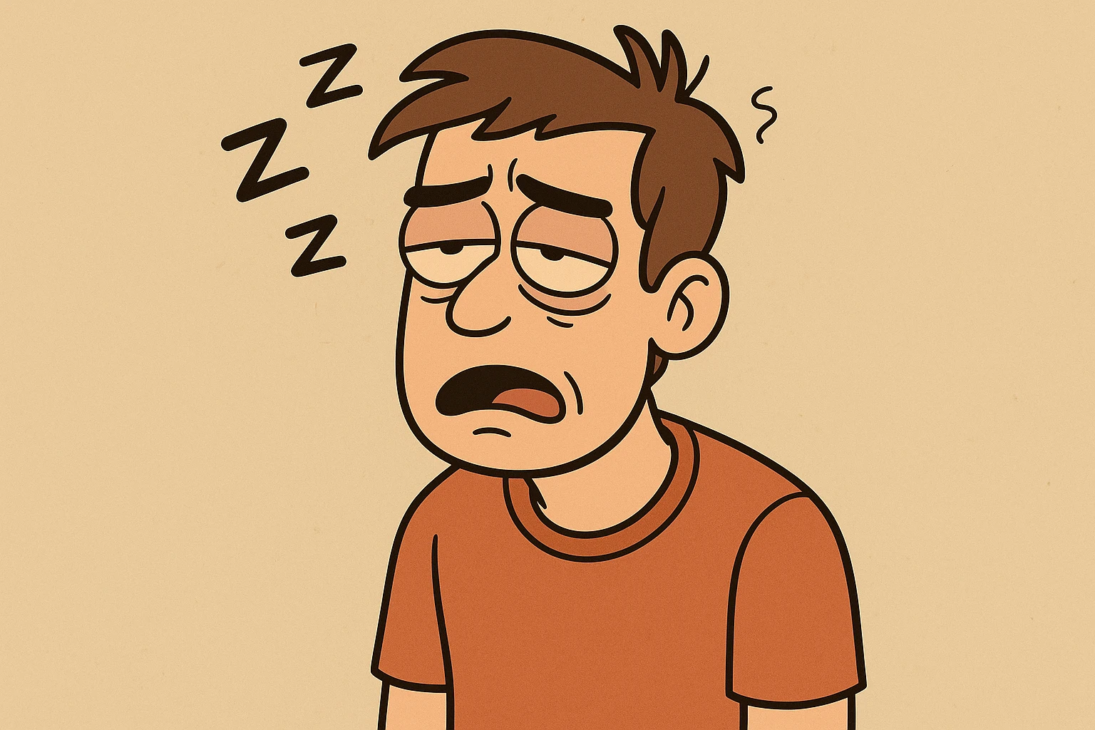 a man feeling drowsy, cartoonish style emoji
