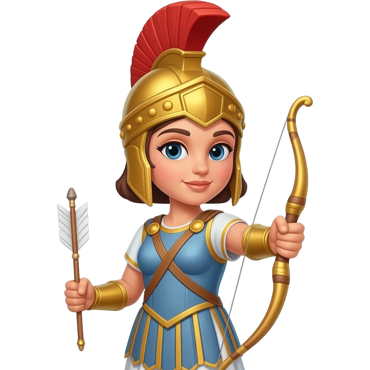 génere moi un emoji de la déesse athéna qui va être avec son boclier et sa fléche et avec sa tenu royal emoji