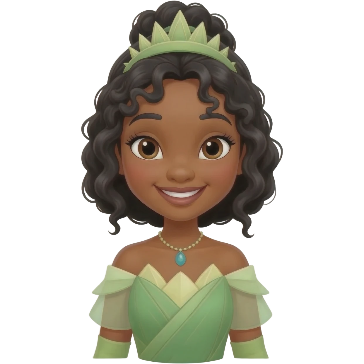 princesa Tiana sonriendo de la princesa y el sapo emoji