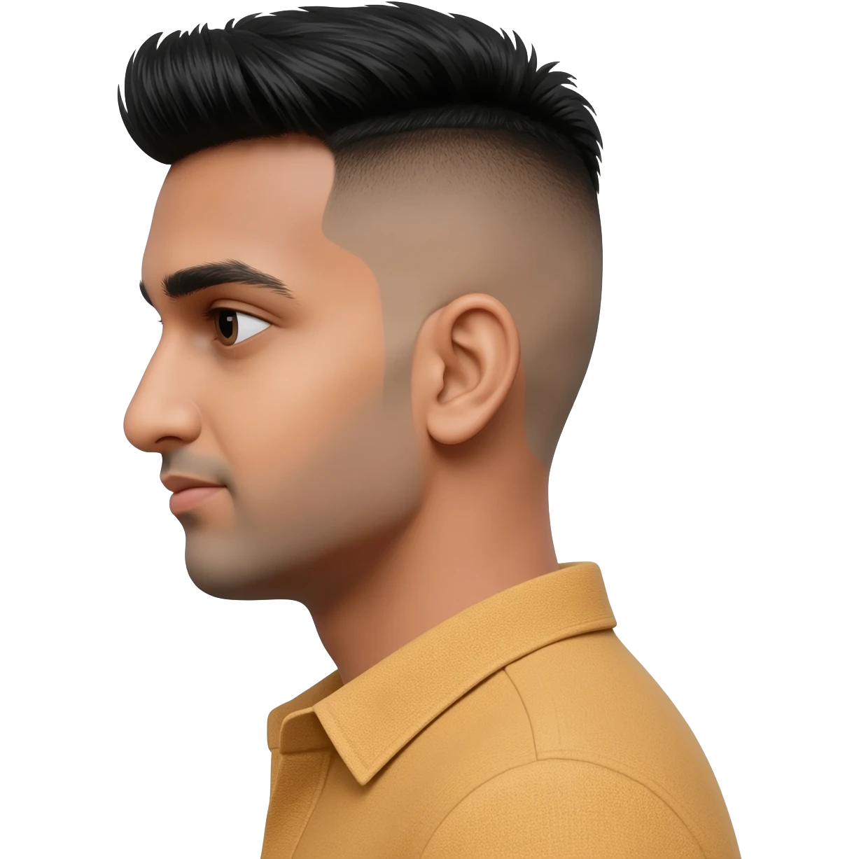Indian man at 25 years old fade hair cut  emoji