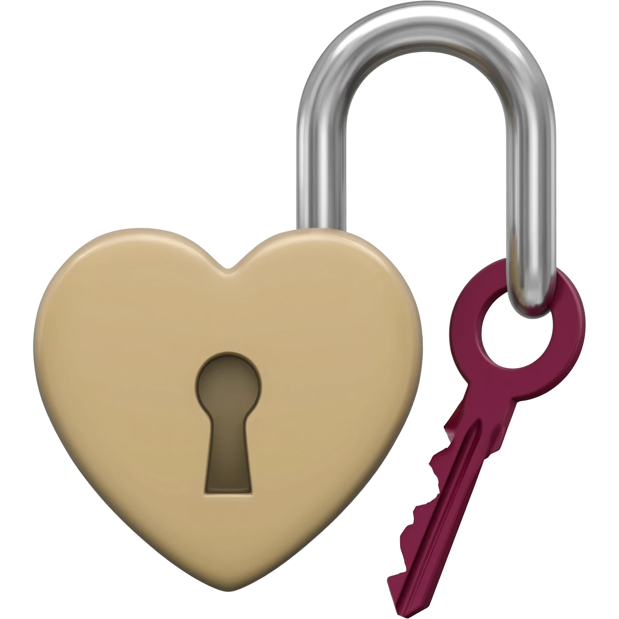 beige heart-shaped lock and key burgundy emoji