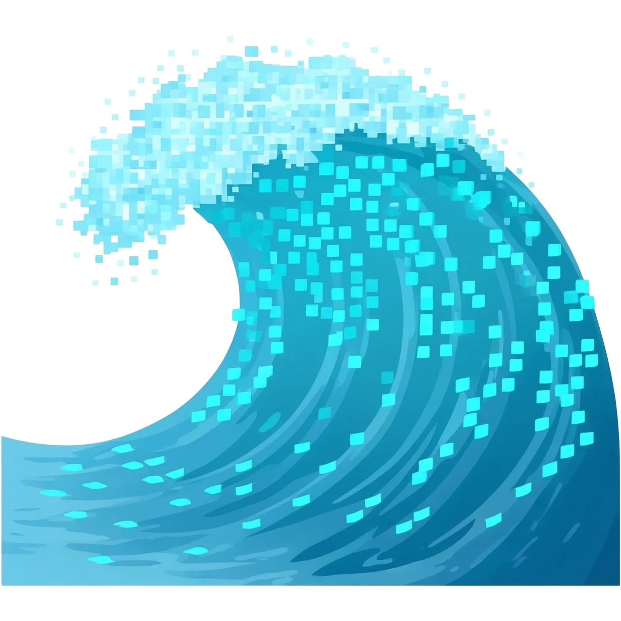 a wave that slowly turns digital as it flows emoji