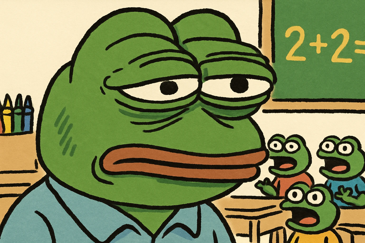 exhausted teacher in a bustling classroom emoji
