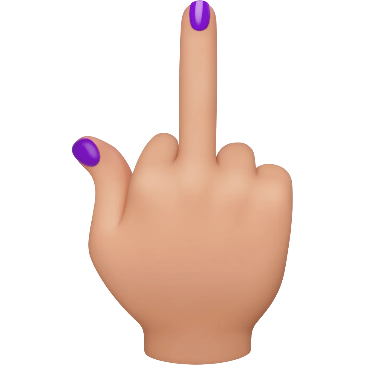 Hand flipping the middle finger with purple nails emoji