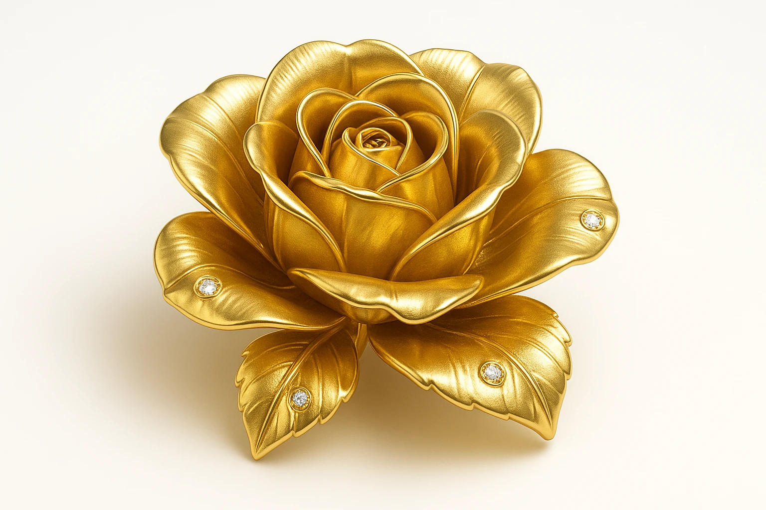 a visually appealing pink flower with diamonds, elegant and sparkling, luxurious gold style emoji