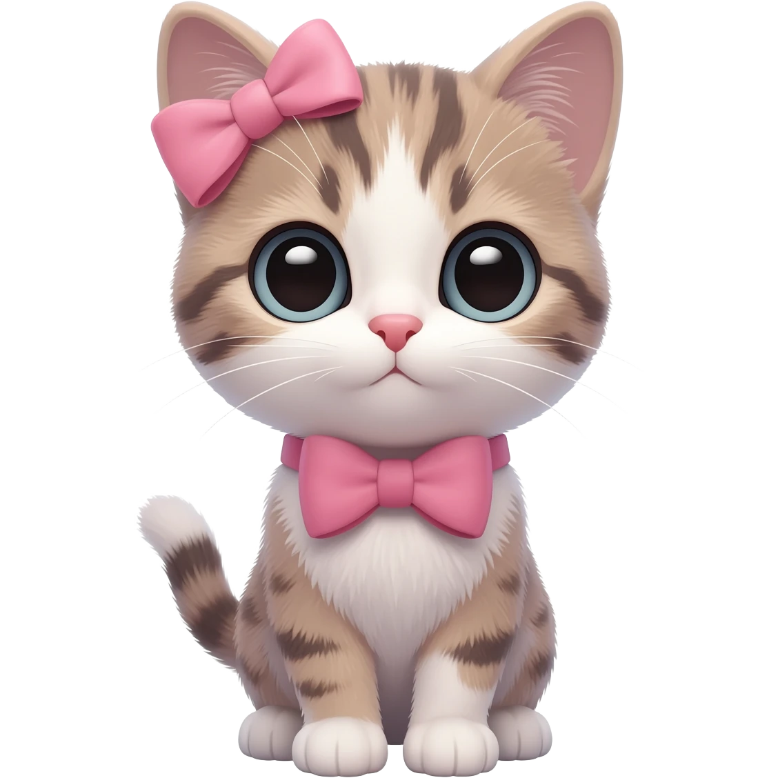a cute kitten with a pink bow emoji