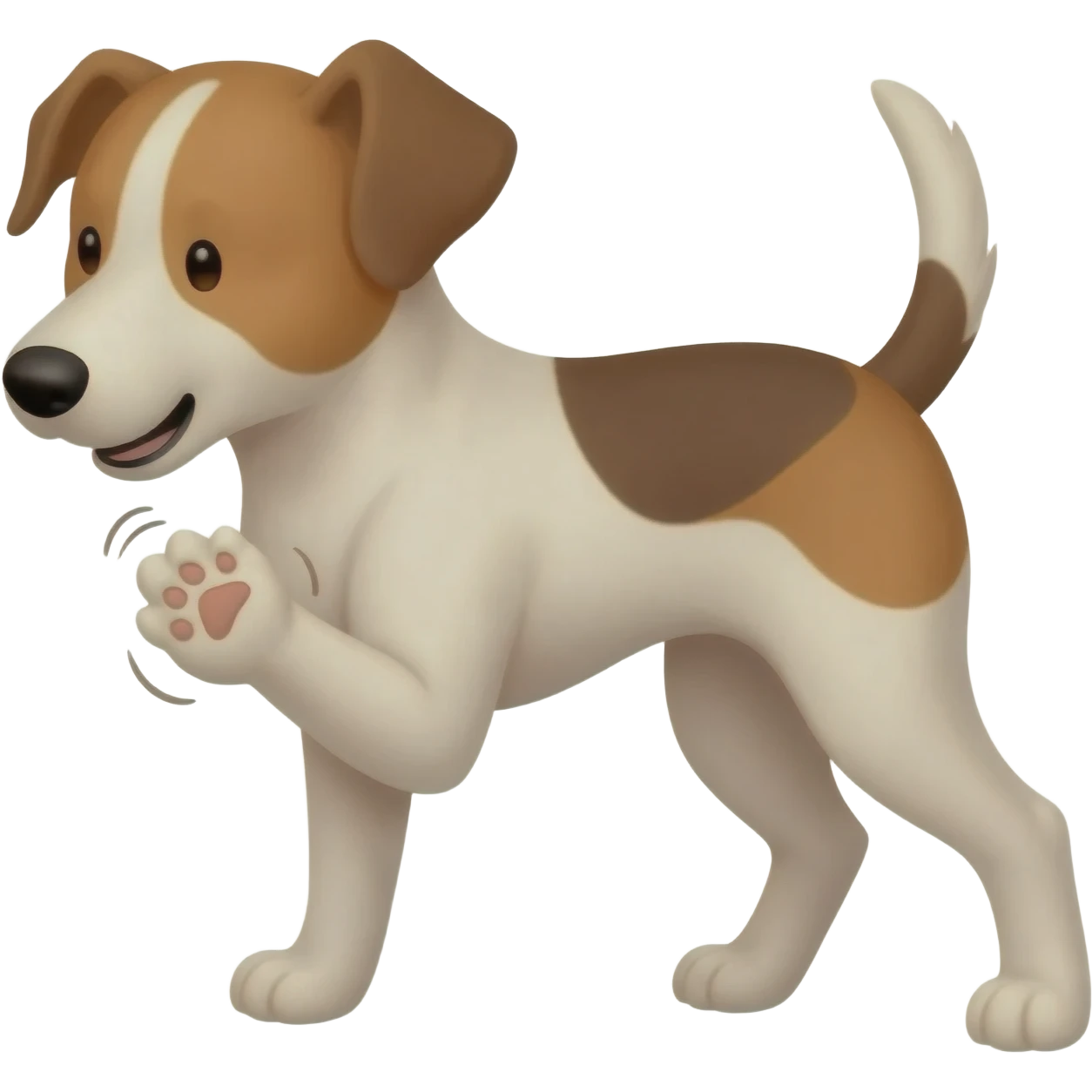 The dog is scratching its hind paw a lot emoji