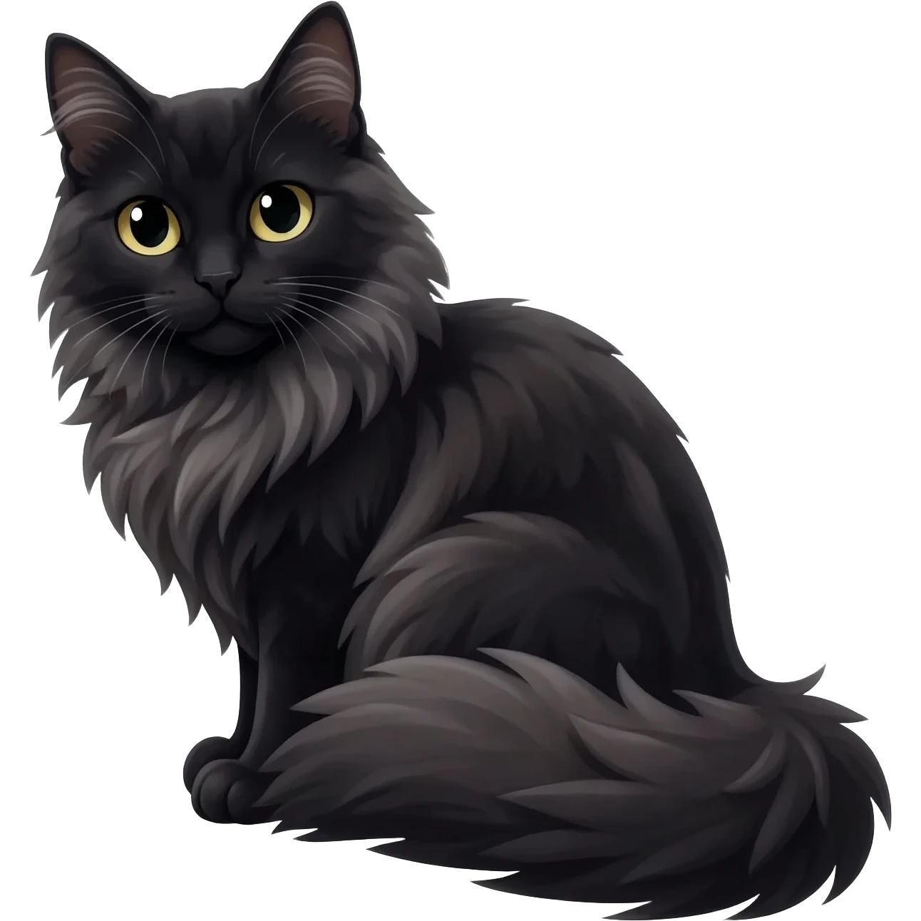 Main coon Katze mit schwarzen Fell sitzend emoji