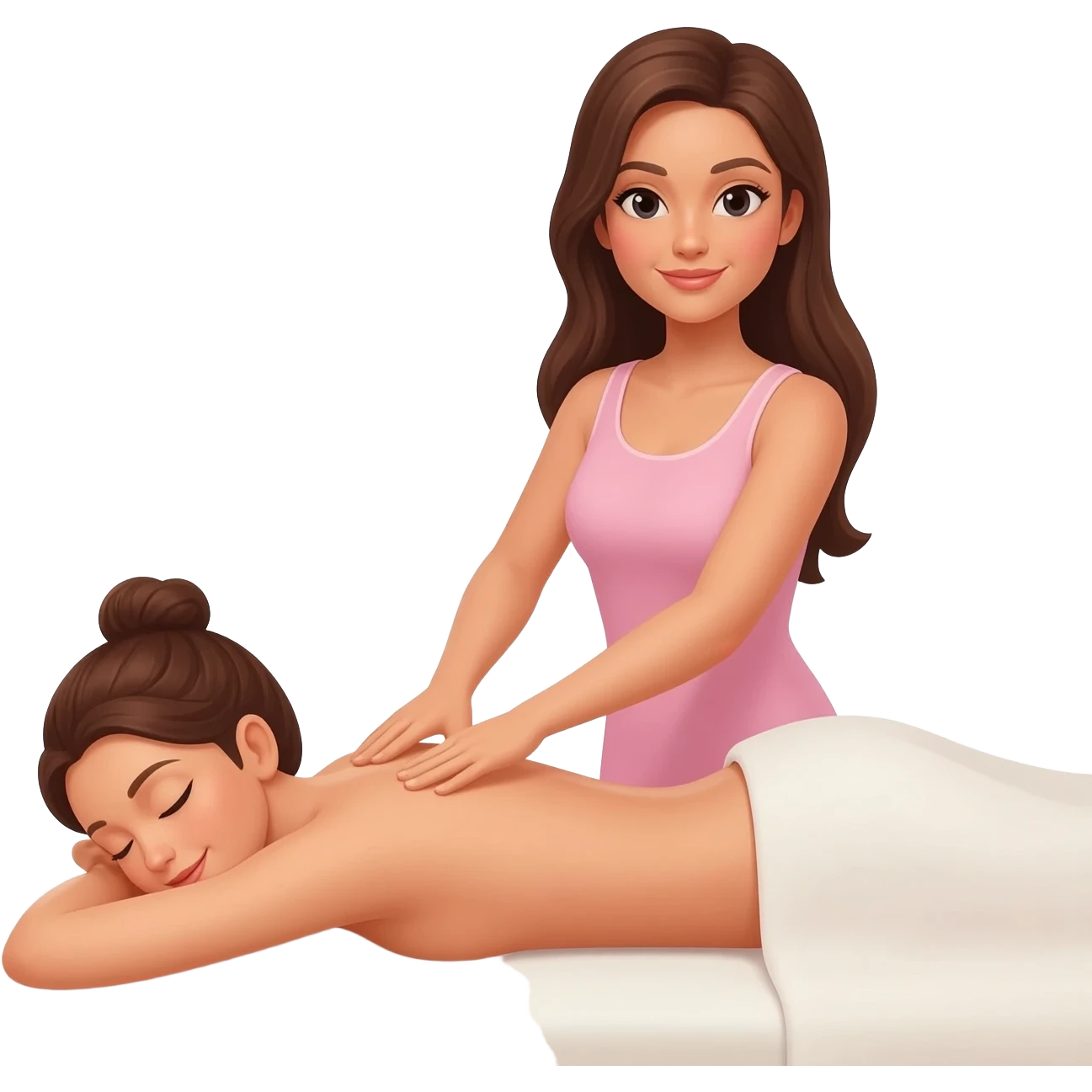 Nude female, brunette, getting a body massage emoji