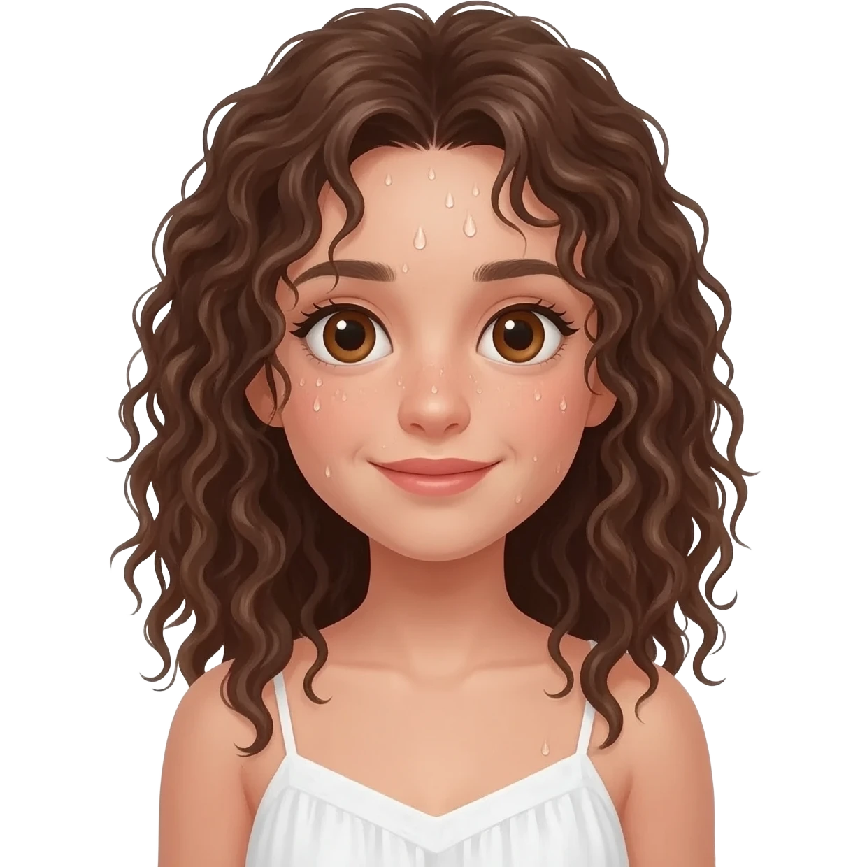curly hair girl sweating emoji