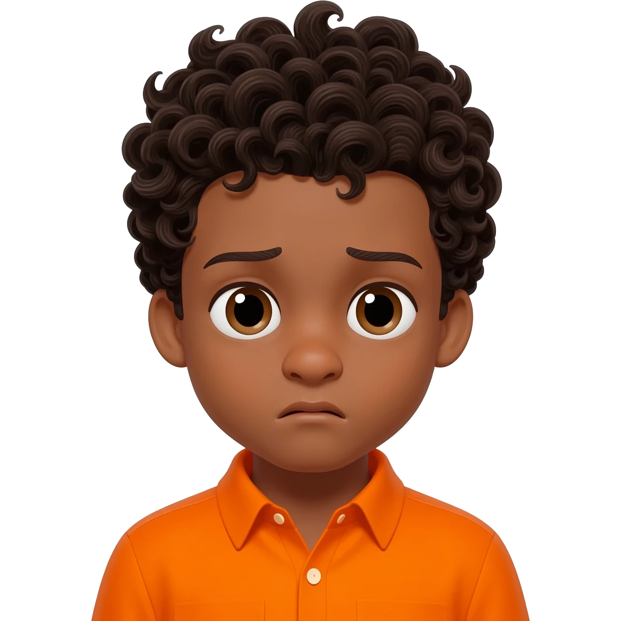 black boy curly hair orange shirt nauseous feeling sick emoji