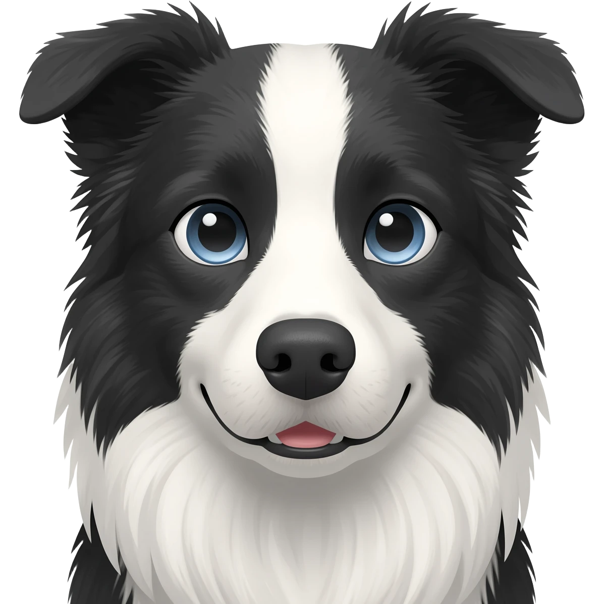 Face of senior female working border collie emoji with grey blue eyes emoji