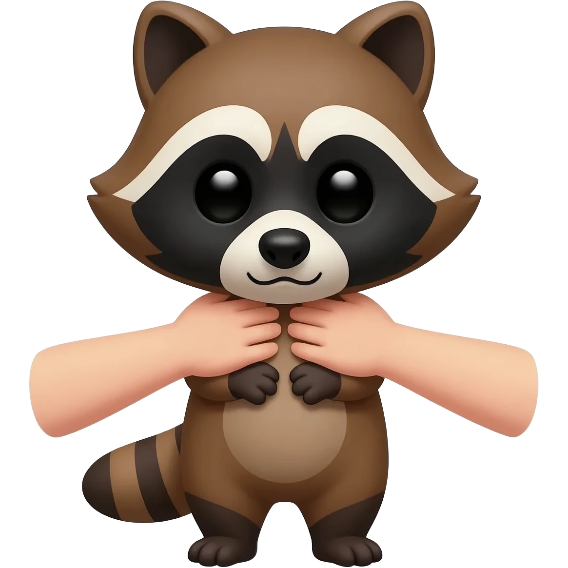 Cute Racoon gets choked by hands at the neck emoji