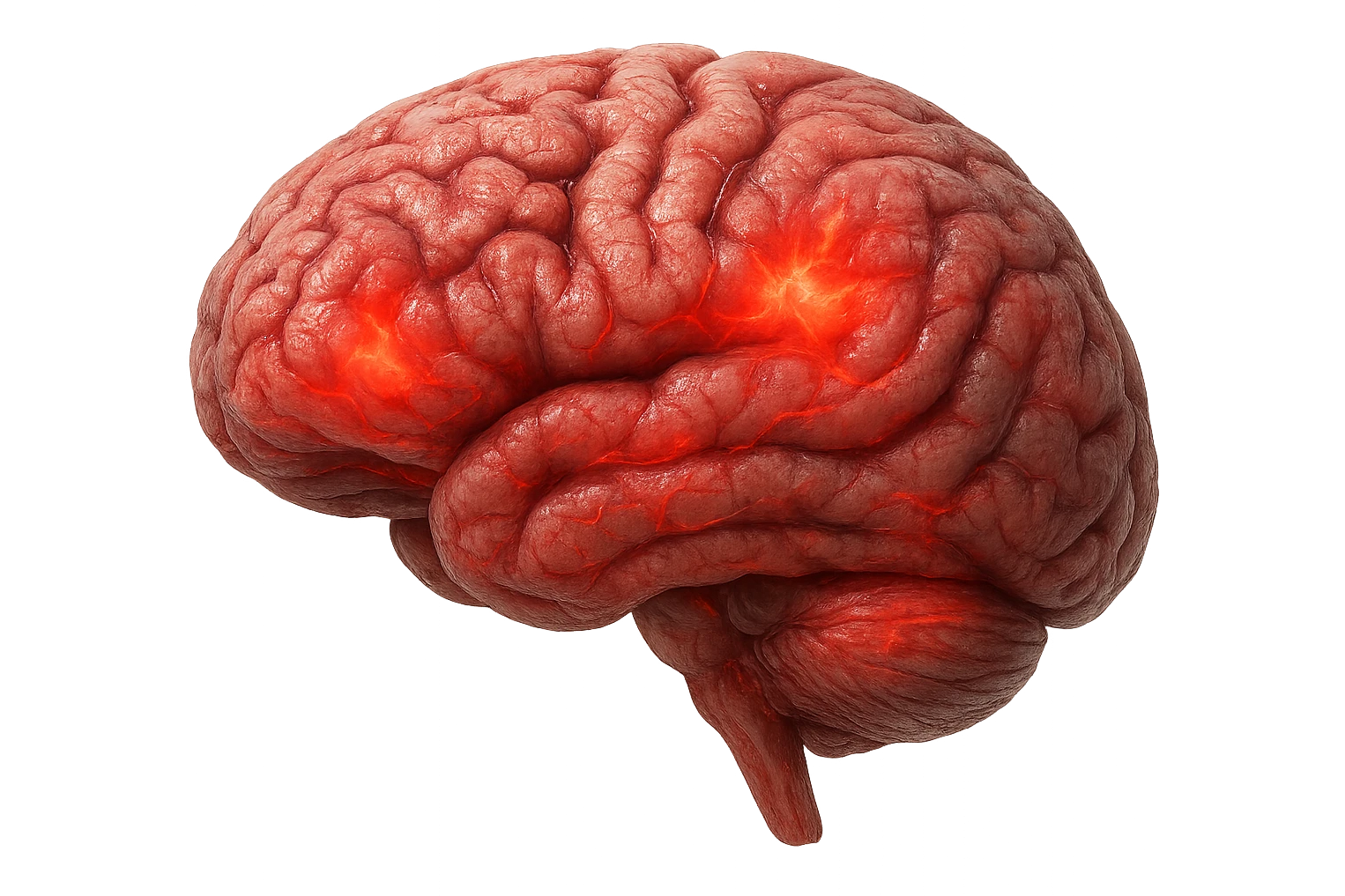 cervello umano anatomico con stress, iperrealistica 4k emoji