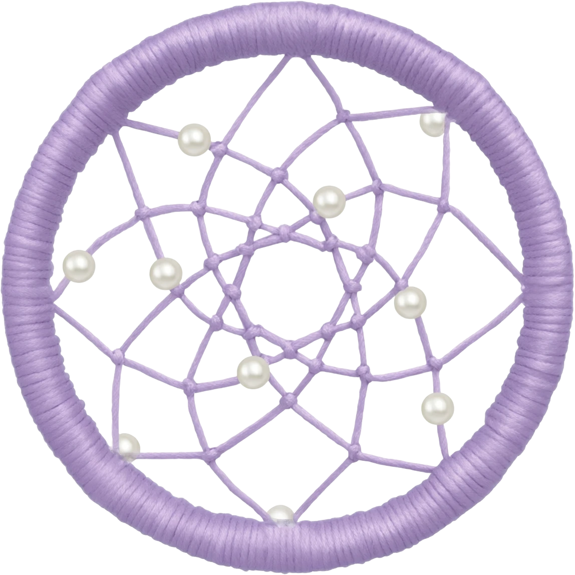 Pastel Violet lavender dreamcatcher, white bead pearls  emoji