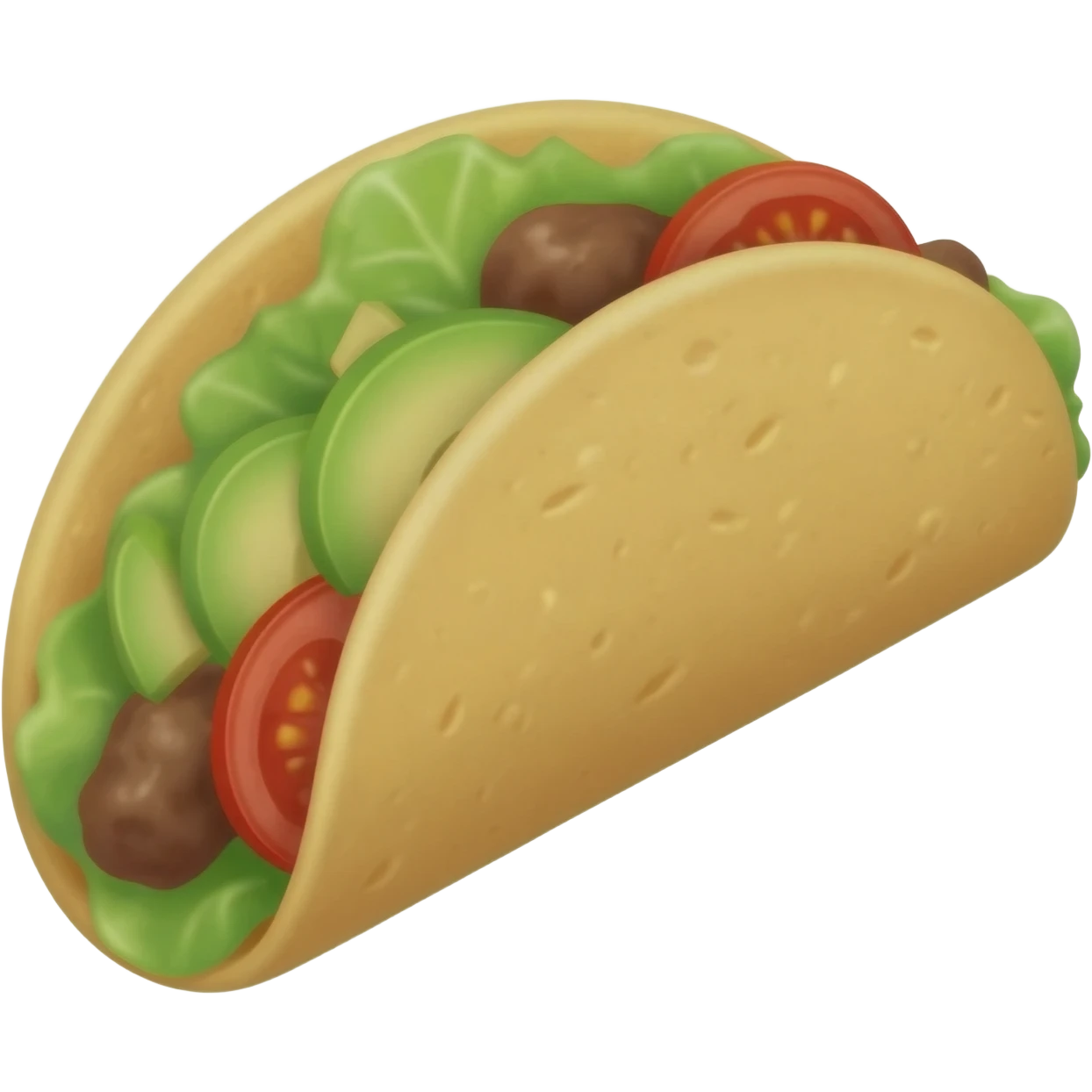 Tostada mexicana de tortilla con lechuga, tomate y aguacate tortilla extendida, no doblada emoji