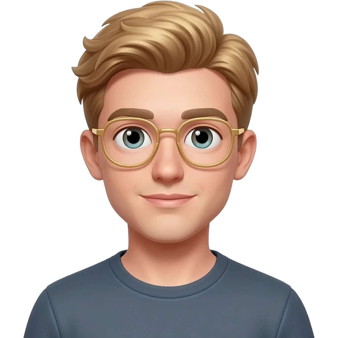 young white man with medium blond hair and and gold glasses emoji