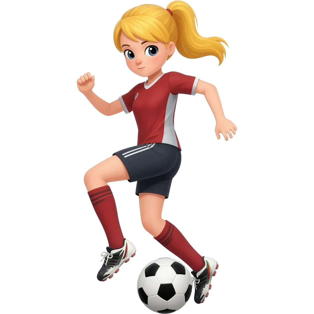 blond girl doing keepy uppies with a soccerball emoji
