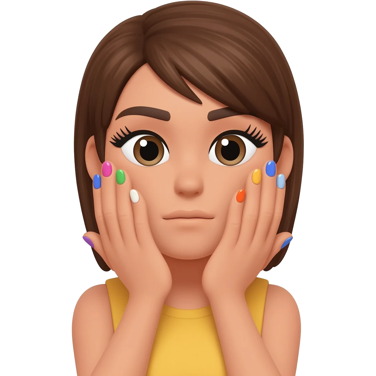 emoji with lashes nails, doing a face palm emoji