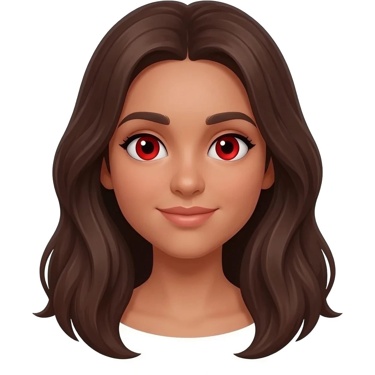 Morena clara con ojos rojos y pelo largo emoji