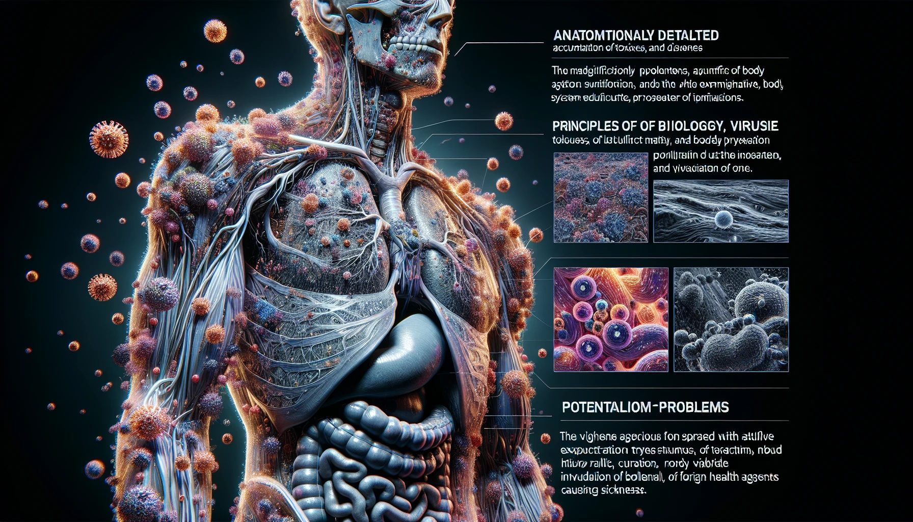 corpo umano anatomico che accumula tossine e virus e malattie nel corpo , iperrealistico 4k emoji