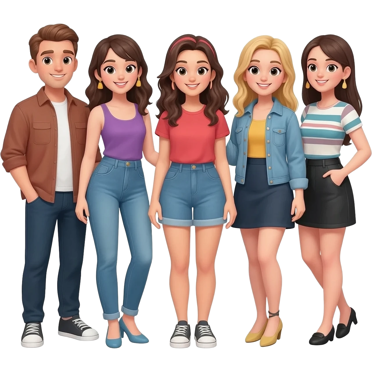 Me and girlfriends plus me and male friends plus me and both emoji