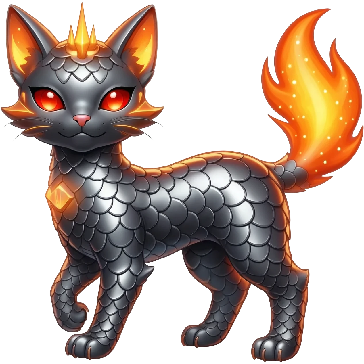 Futuristic Modern Furry Ethereal Beautiful Salandit-Bastet-Fakémon-hybrid-creature (full body)  emoji