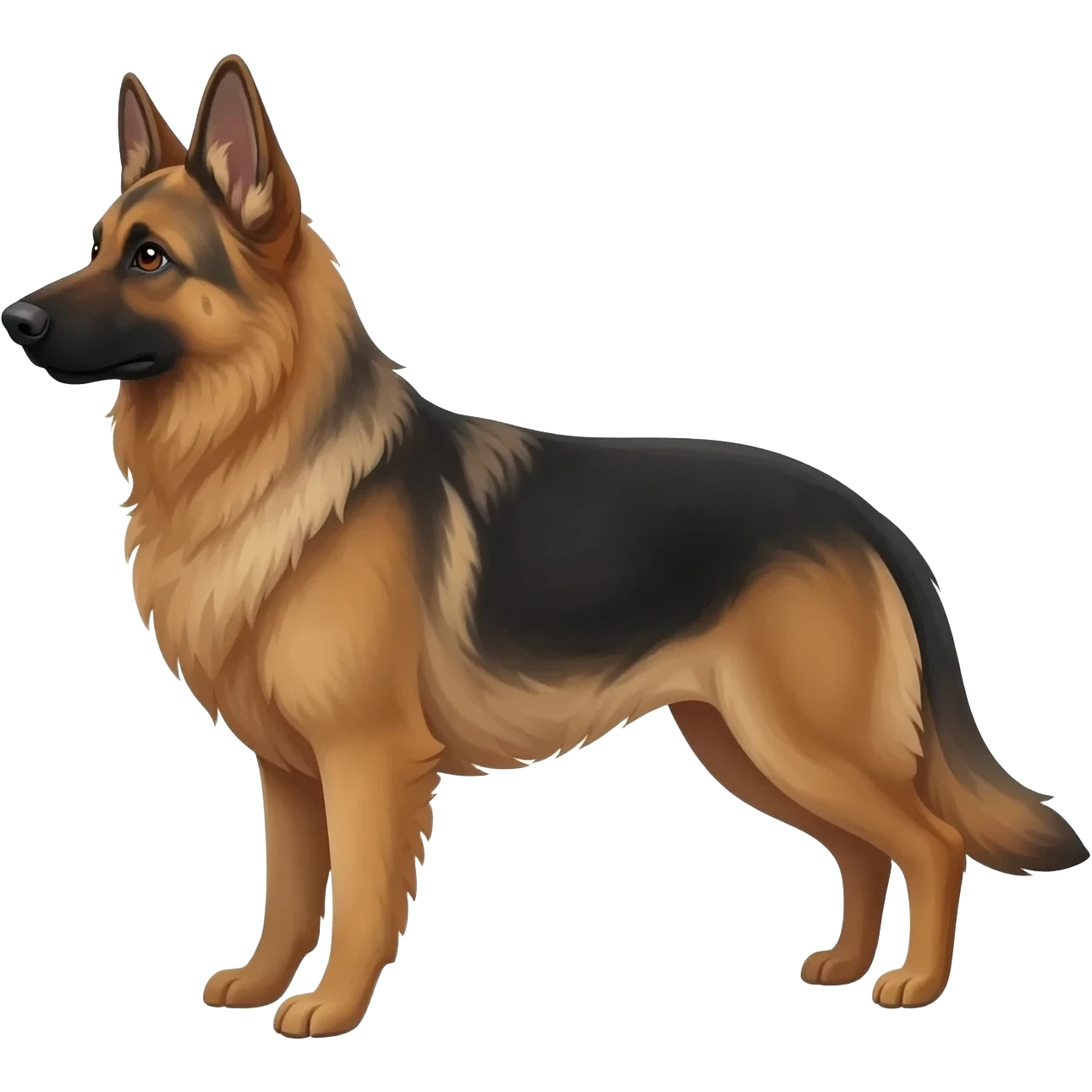 Long-haired German Shepherd with husky ears emoji