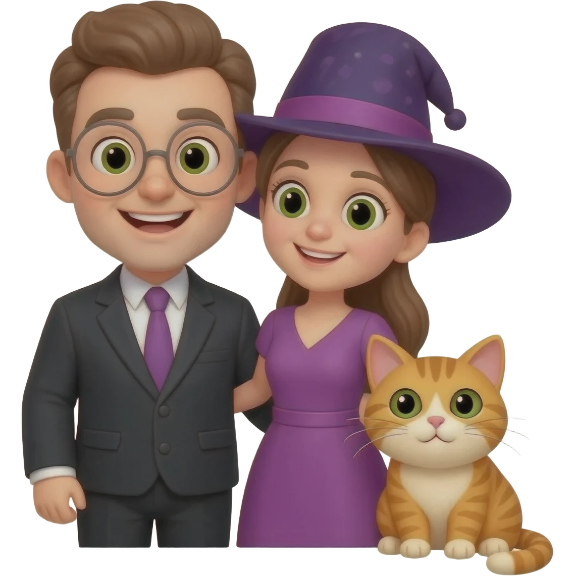 magician couple and their pet cat emoji