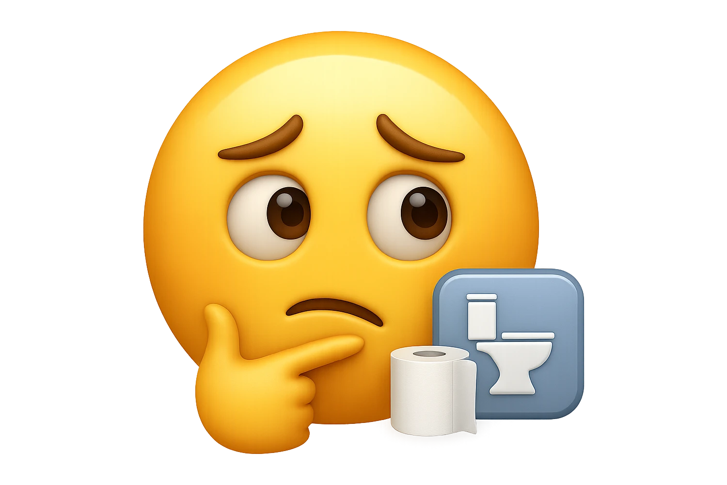 emoji stile iphone che riguarda l'argomento "stipsi/andrò al bagno oggi?", iperrealistico 4k emoji