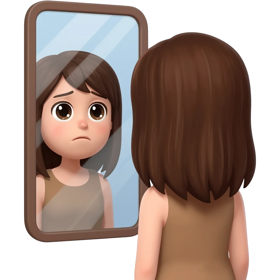 sad Fat girl looks in the mirror emoji